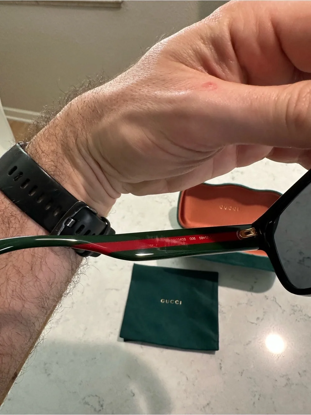 Gucci Women's Black Rectangular Sunglasses with Dark Lenses